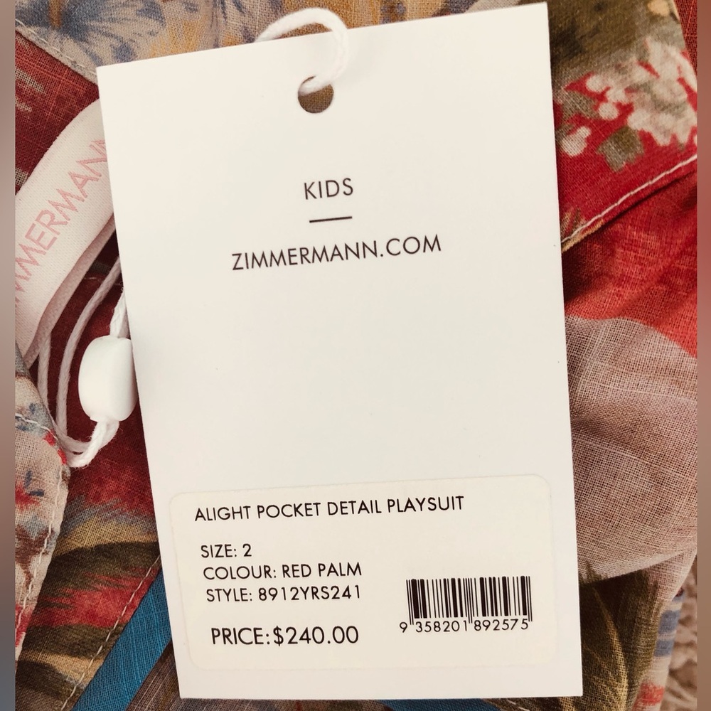 NWOT Zimmermann Kids Playsuit. Size 2T - Picture 7 of 10